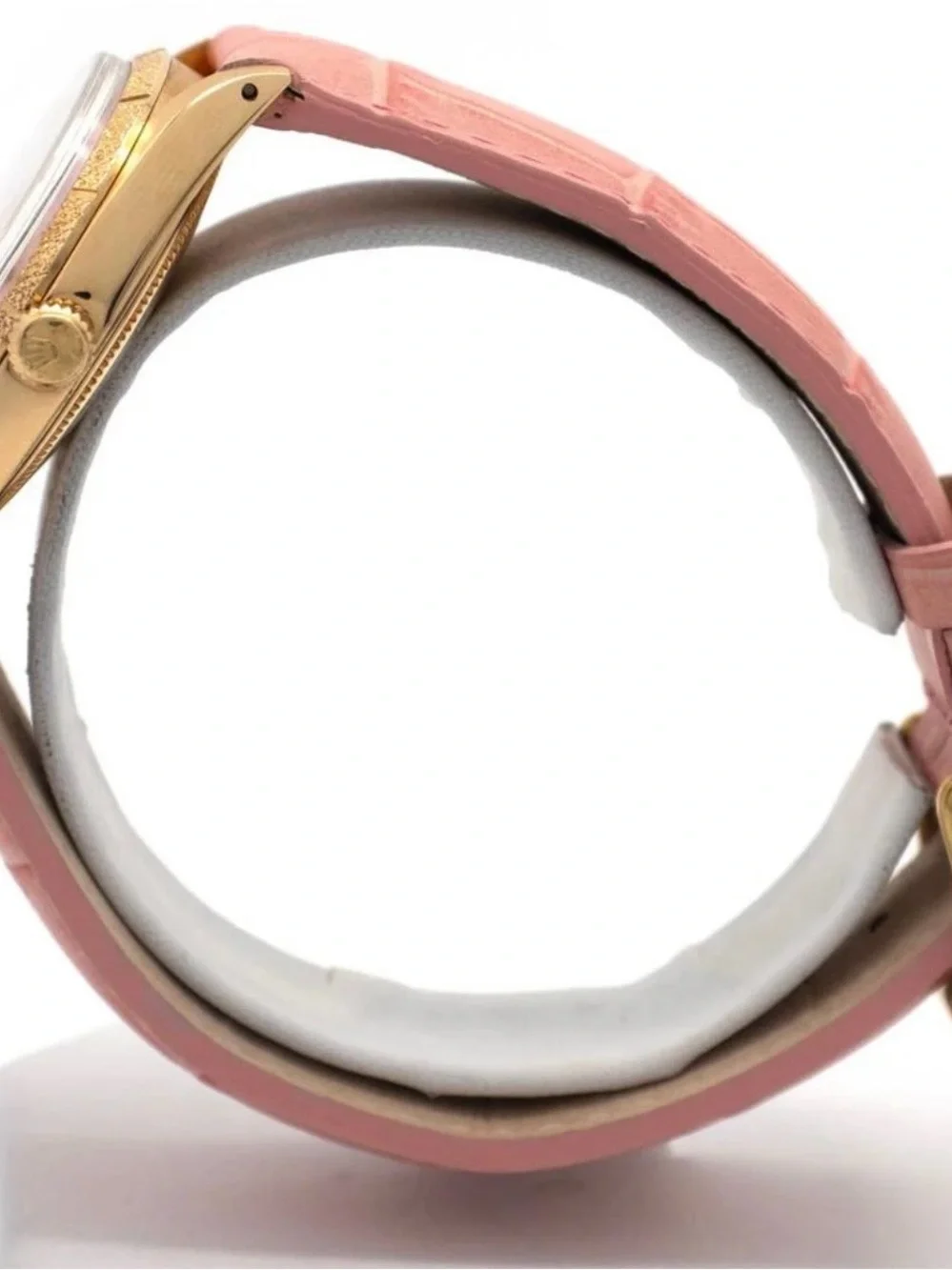 Rolex Watch Oyster perpetual date vintage gold 34mm pink dial ref 1510 18k gold